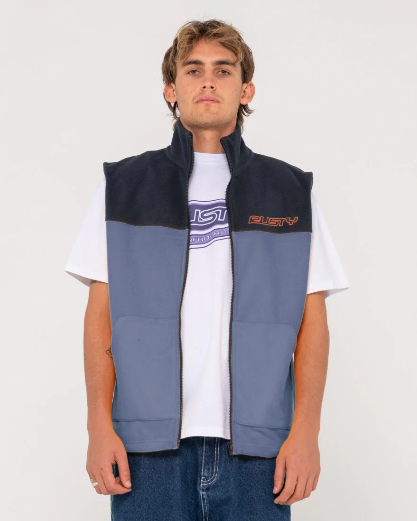 Rusty Tasty Ice Polar Fleece Vest - Blue