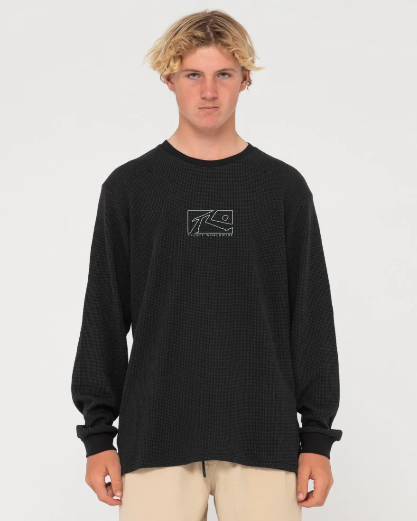 Rusty Boxed Out Waffle Top - Black