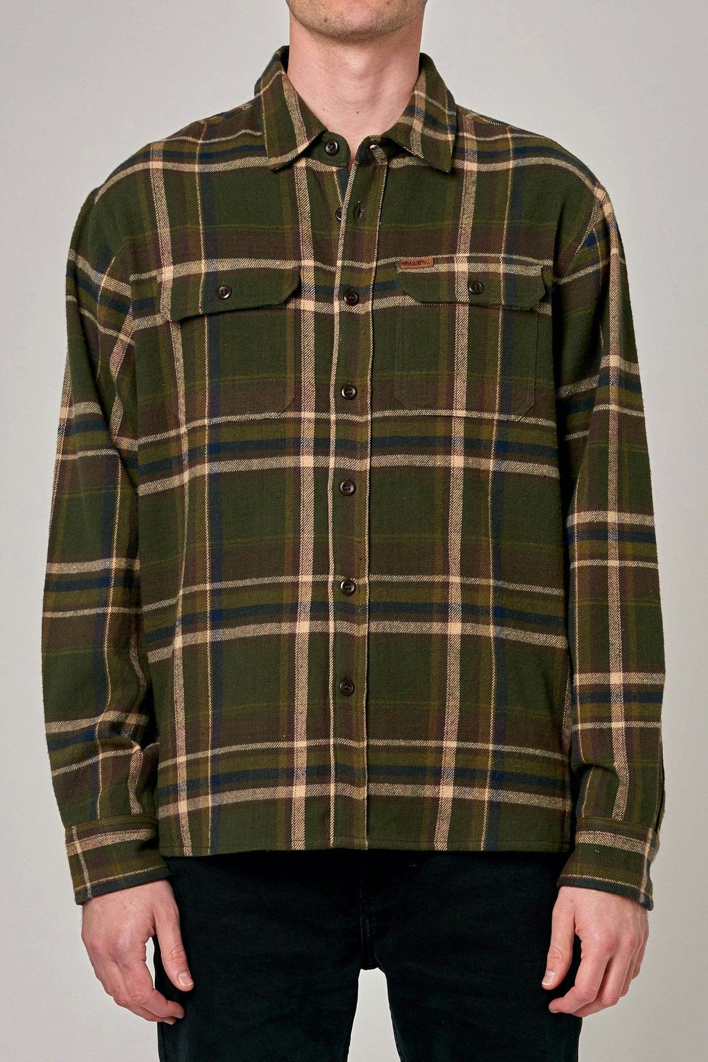 Rolla’s Trailer Check Shirt - Army Green