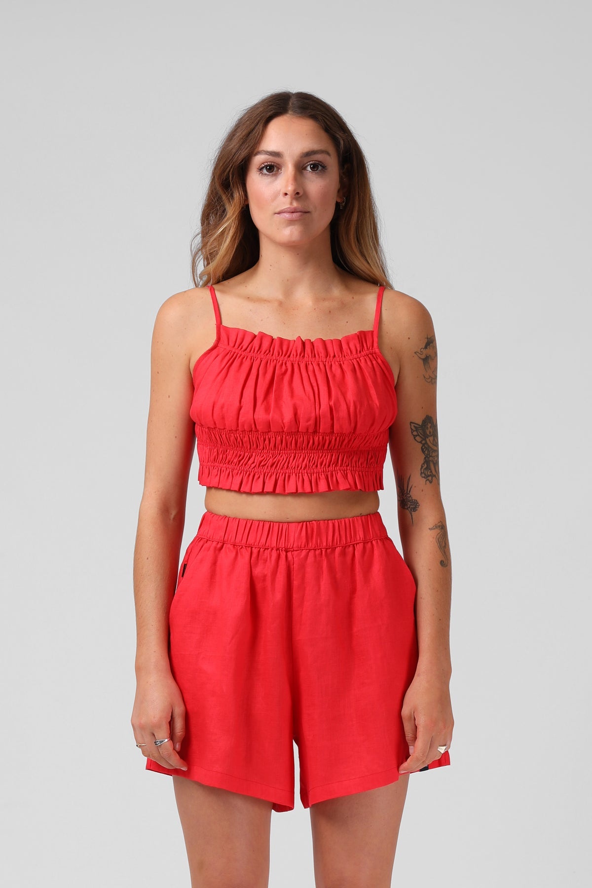 RPM Shell Crop Top - Poppy Red