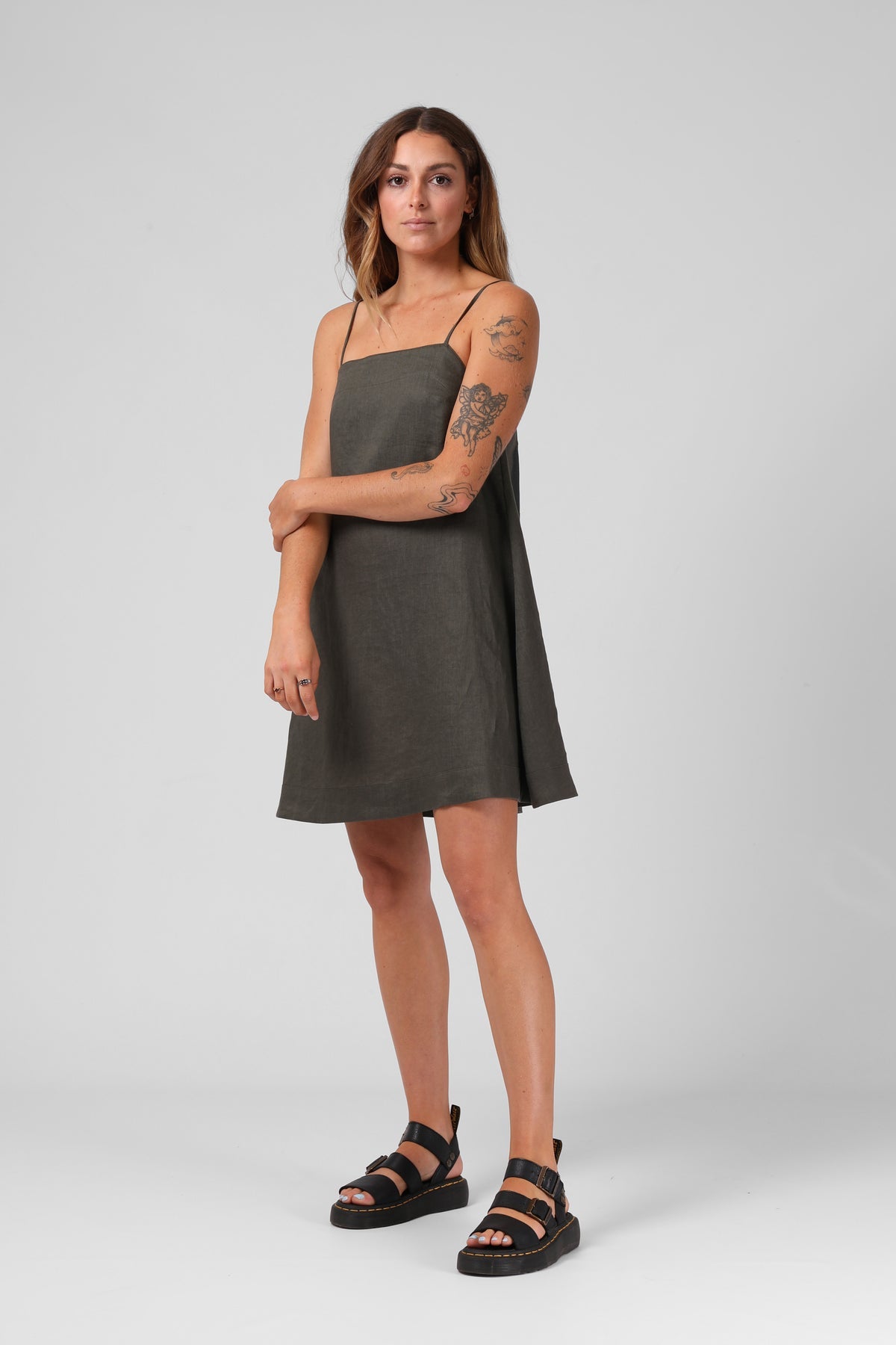 RPM Antoinette Mini Dress - Khaki