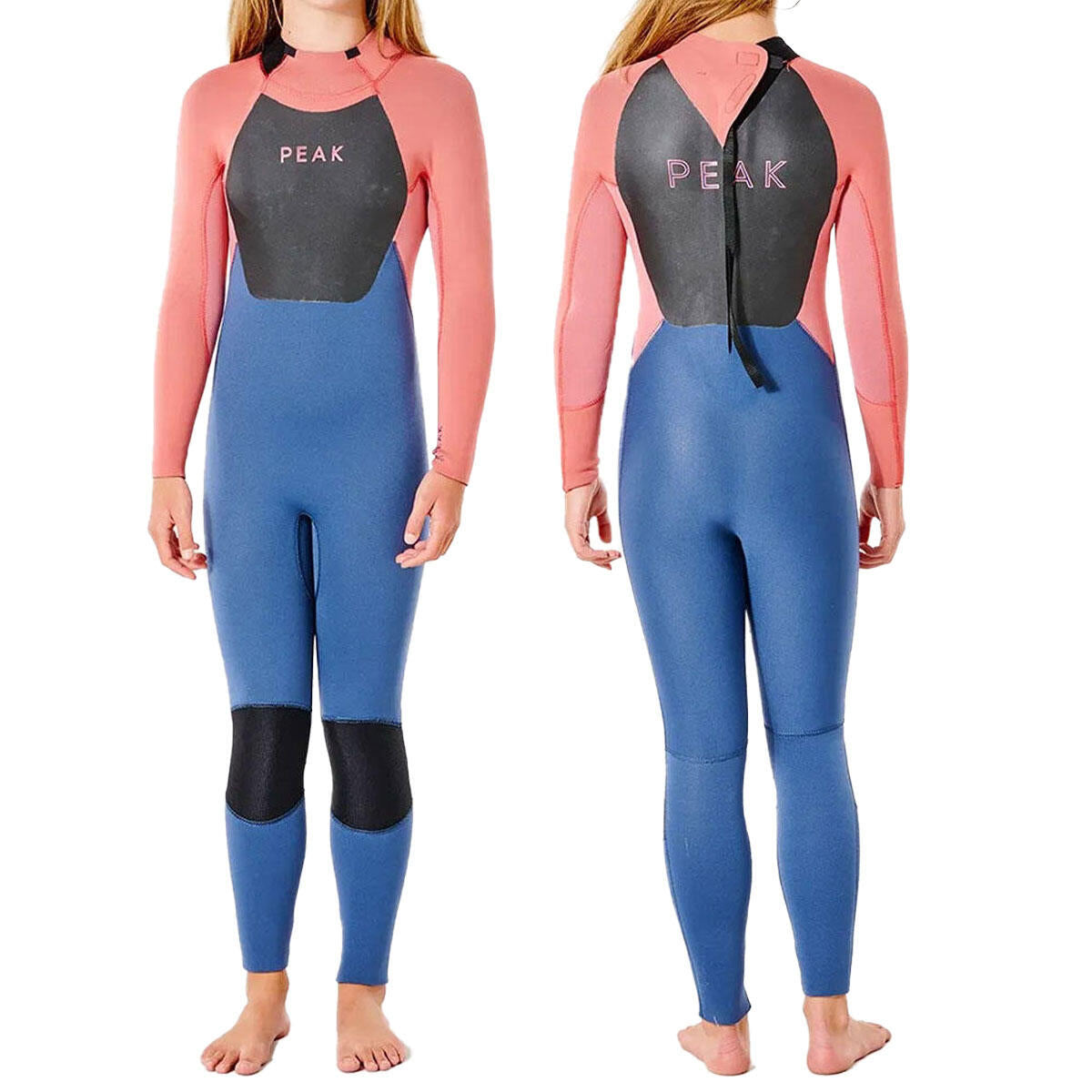 Peak Junior Girls Energy Full Length Wetsuit - Coral/Blue