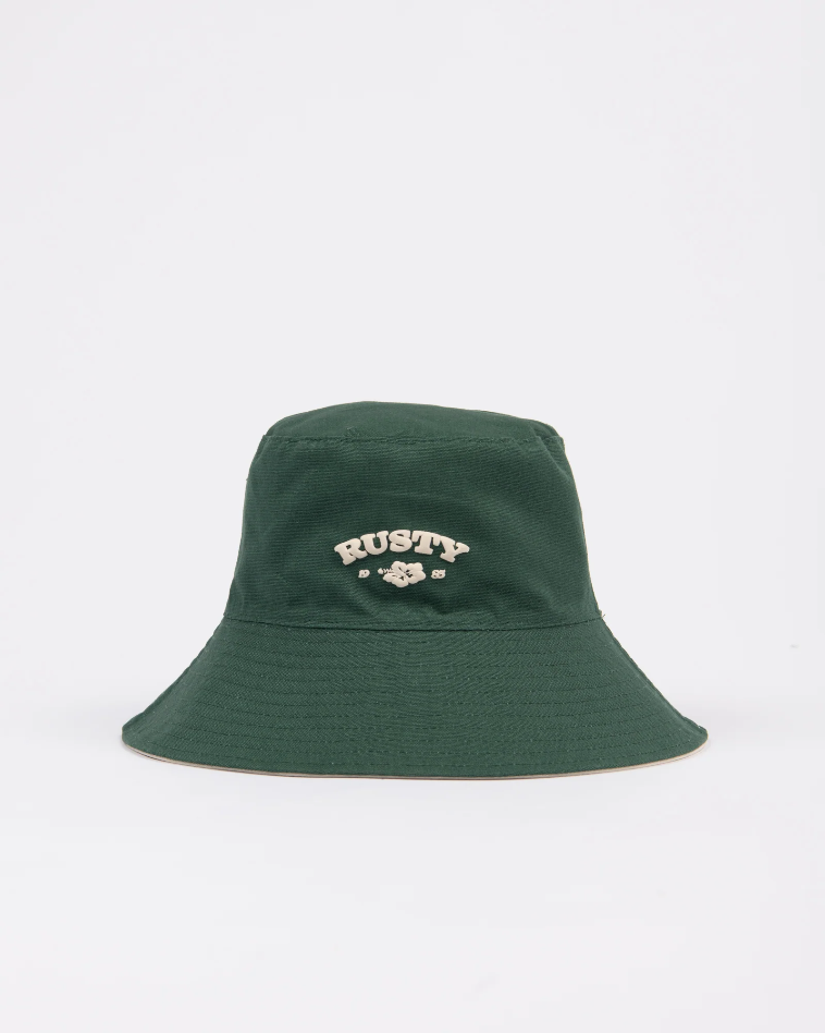 Rusty Aloha Reversible Bucket Hat - Oatmeal