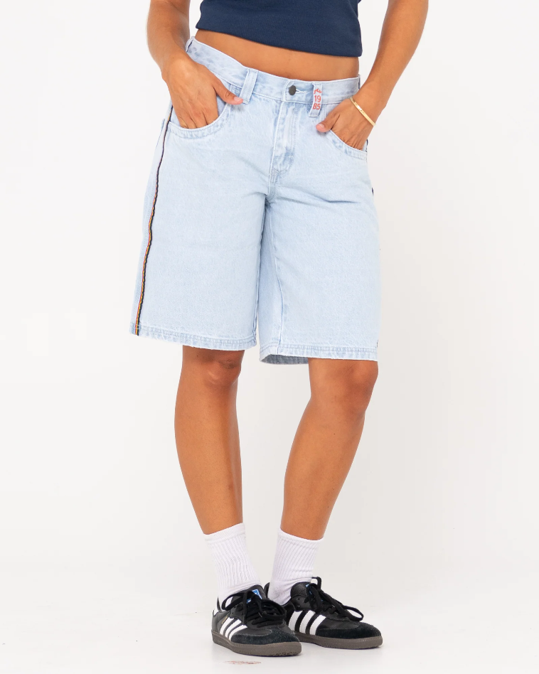 Rusty Flip Mommy Low Rise Wide Denim Short - Sky Blue