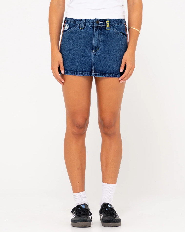 Rusty Flip Mommy Low Rise Denim Skirt - Deep Sea Blue