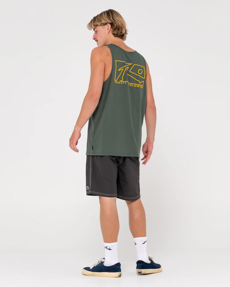 Rusty Boxed Out Tank - Army Green
