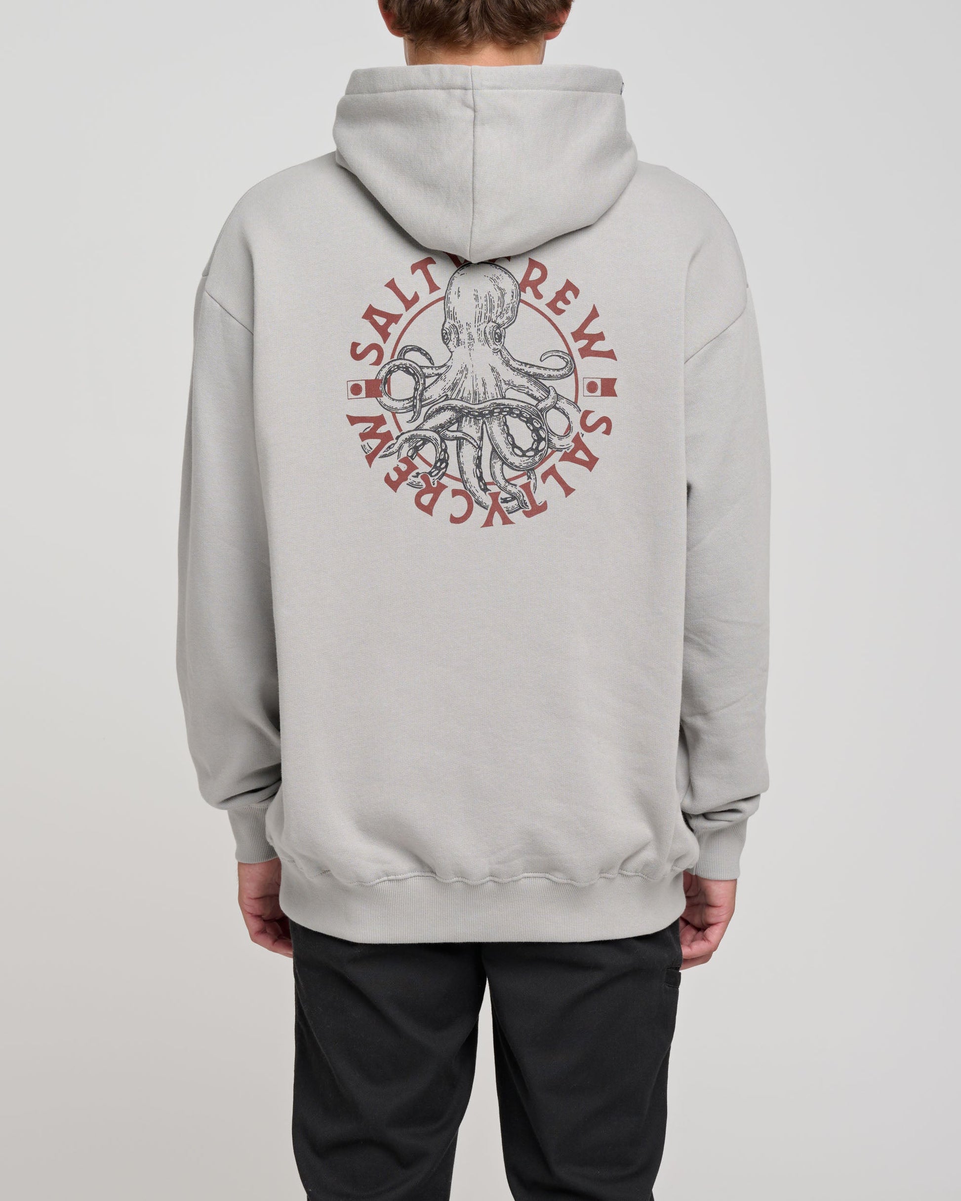 Salty Crew Tentacles MW Fleece Hood - Stone Grey