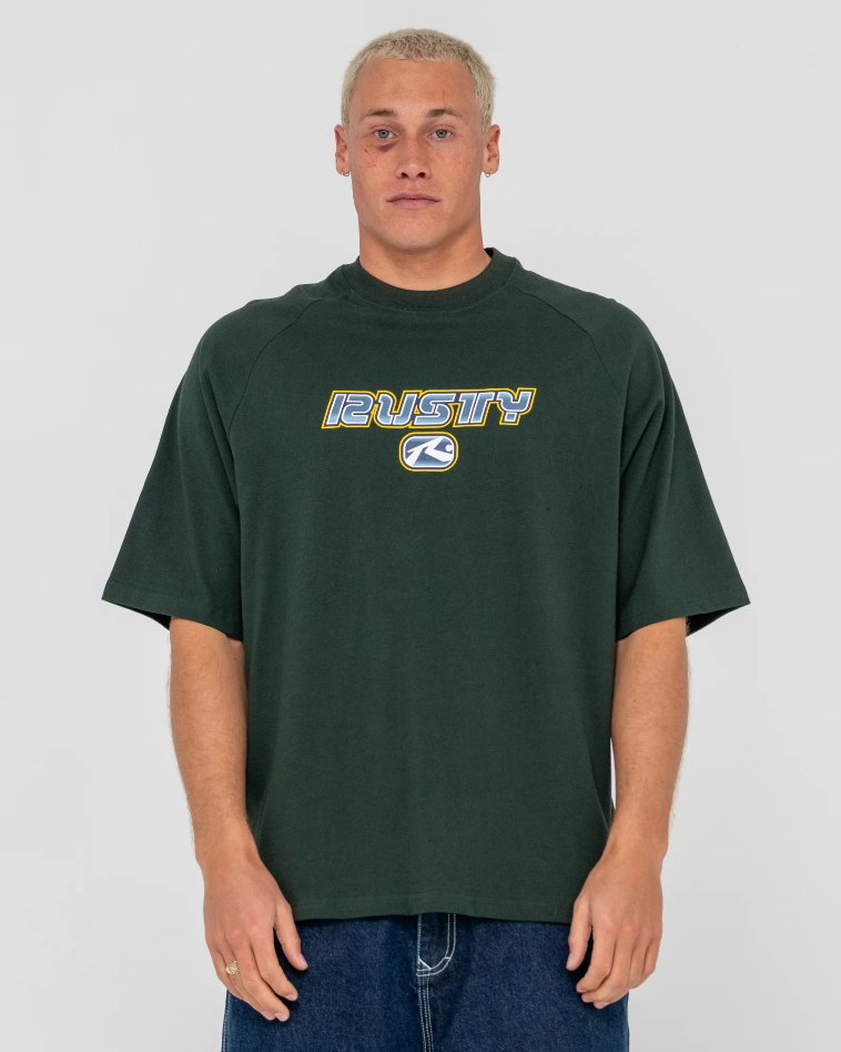 Rusty Raglan Short Sleeve Tee - Green