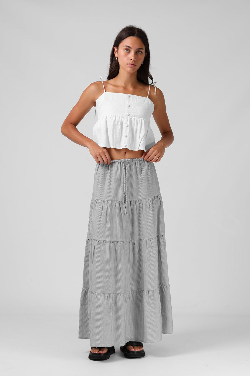 RPM Ruby Maxi Skirt - Pinstripe
