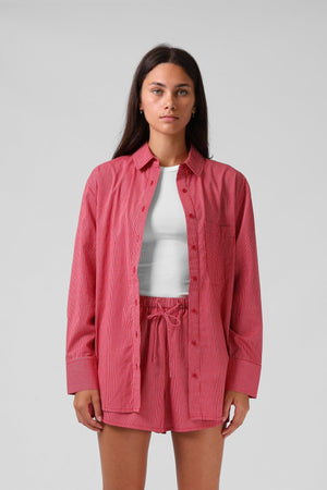 RPM Overshirt - Red Pinstripe