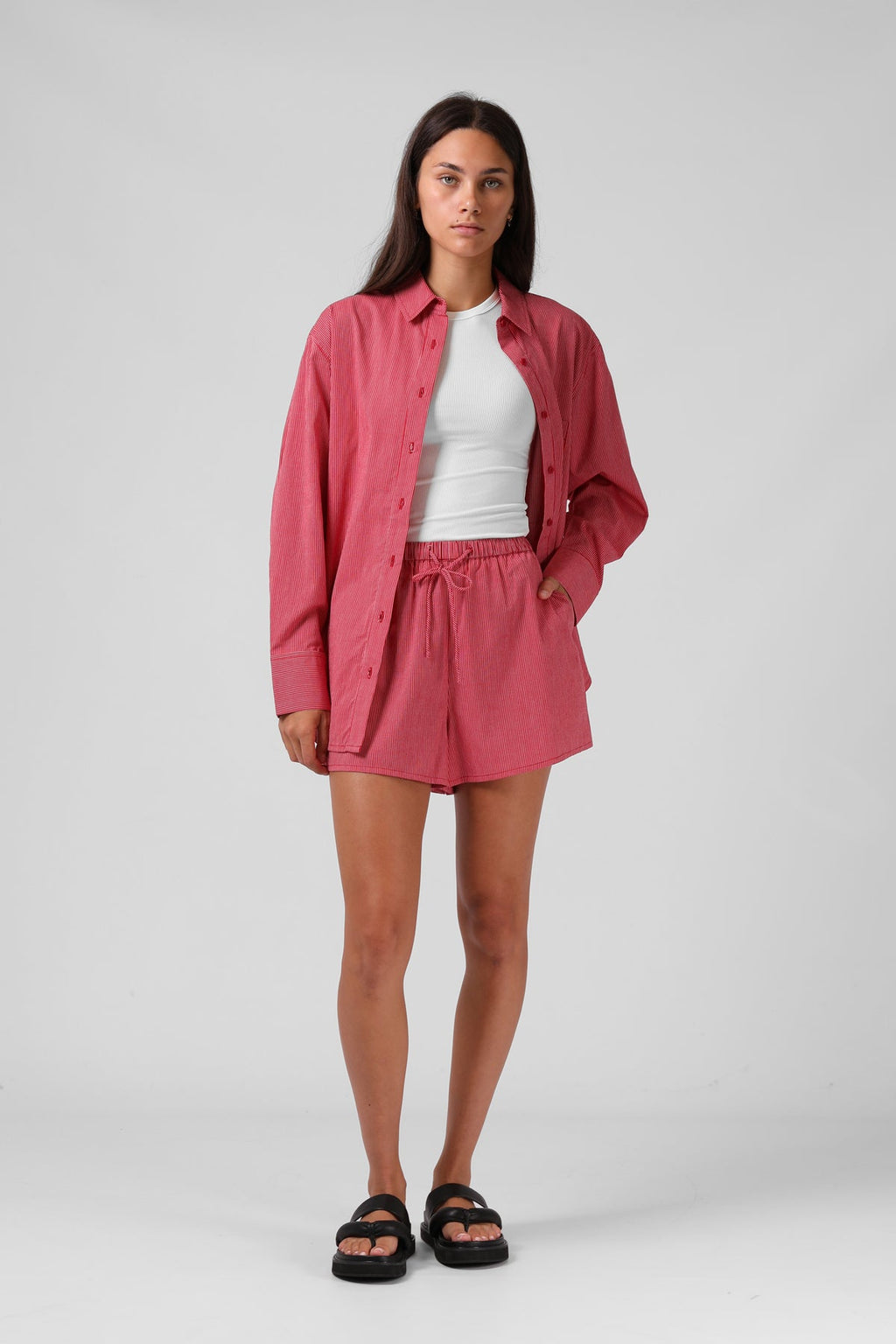 RPM Overshirt - Red Pinstripe
