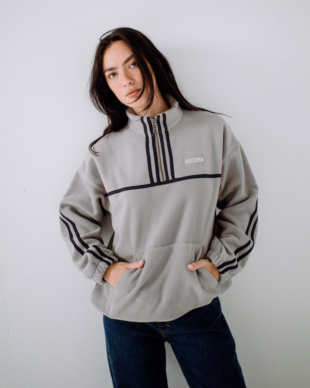 Bind Me Up Contrast Polar Fleece Grey
