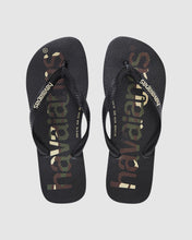Load image into Gallery viewer, HAVAIANAS Kids Top Logo Mania Black/Camu Jandals

