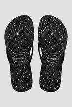 Load image into Gallery viewer, HAVAIANAS - Slim Glitter Cosmic Crystal Black Jandals
